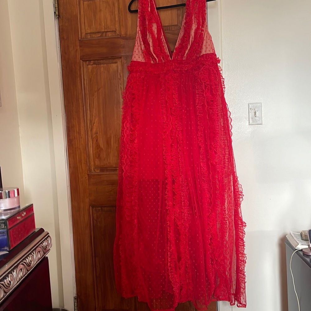 Red Long birthday dress